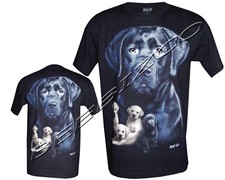 Ladies Womens Cute Black Labrador Retriever Dog With Pups T-Shirt By Wild