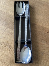 Vintage Salad Serving Spoons Stainless Steel  Pair