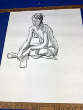 Vintage Charcoal Female Nude