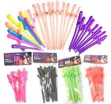 HEN NIGHT PARTY FUN WILLY STRAWS DICK 12 COLOURS PINK RED GREEN BLACK GLOW WHITE