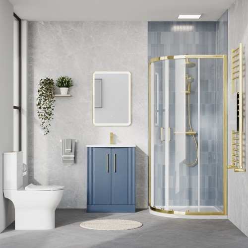 Curved 600mm blue - curved, vanity
