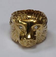 Diamond Lion Head Ring, 9ct