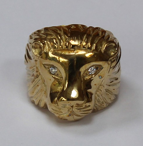 Diamond lion head ring 9ct - diamond, ring,