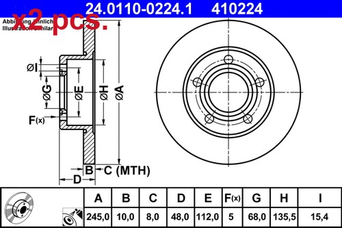 Pcs rear brake - x2, disc