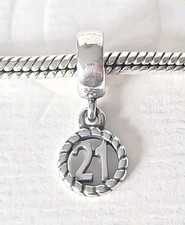 Genuine Pandora Bracelet Charm - Silver 21st Birthday Age 21 Dangle S925 ALE 