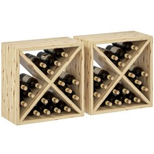 HOMCOM Set of 2 Wooden Wine