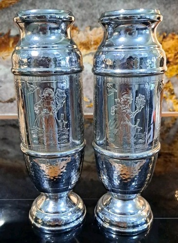 Pair chrome ware - chrome, silver