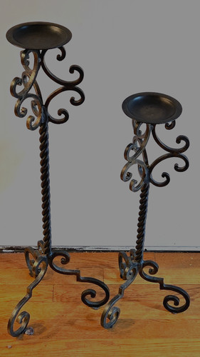 Pair wrought iron floor - pair,