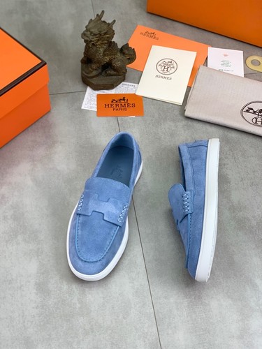 Hermes men canvas shoes blue - men's,