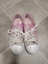 Women's Converse All Star Gradient Pink Silver Glitter Low Top Trainers UK 4