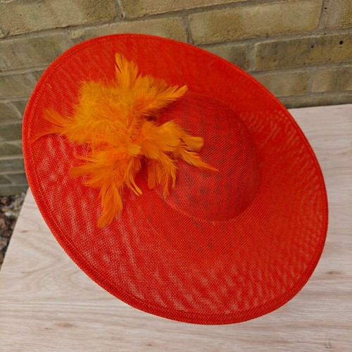 Orange feather flower - orange, wide