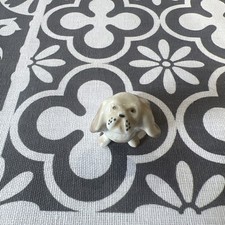 Vintage Lomonosov Porcelain Small  Dog likely a Bichon Frise/ Bolognese poodle