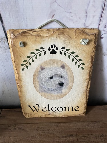 Hand painted slate welcome - painted,