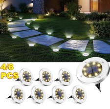 4/8 X Solar Power Ground LED Lights Floor Decking Outdoor Garden Lawn Path Lamp