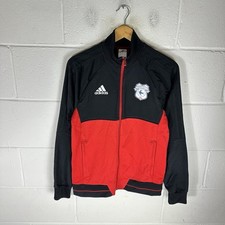 Cardiff City FC Jacket Mens Small Black Adidas 2017/18 Football Tracksuit Top*