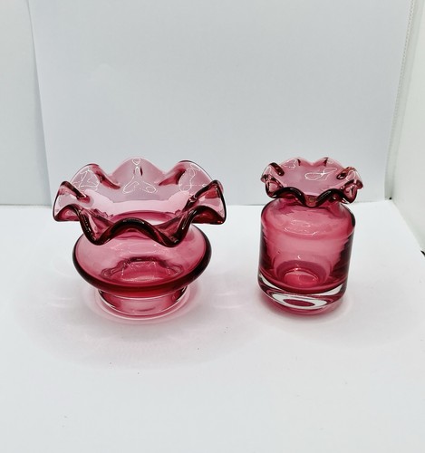 Pair vintage cranberry - pair, of