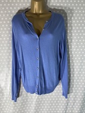 Womens M&S Marks&spencer Uk 14 Cornflower Thin Knit Long Sleeve Casual Cardigan