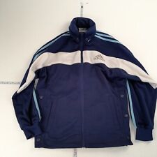 ADIDAS Track Top M 12 Years Blue Boys Full Zip Up Jacket Popper Vintage 90s Hood