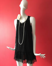 New Look Black Flapper 1920s Gatsby Charleston Lace Beaded Dress Size 14