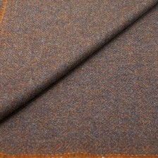 Orange Blue Herringbone Chevron Wool Fabric Tweed Upholstery Cushion Curtain