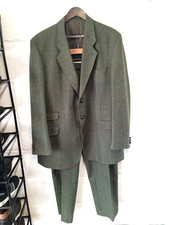 Austin Reed English made green window pane check tweed suit 46R/40W/31L