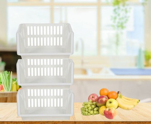 Cream stacking storage baskets - stacking,