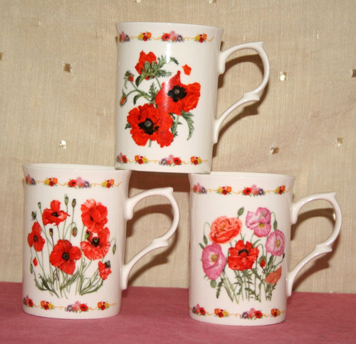 Three poppy mugs royal - three,