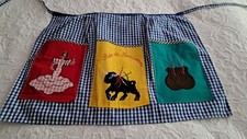 Vintage Spanish themed , half  apron. Gingham with embroidered applique. Perfect