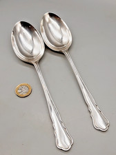 Pair Vintage Dixon A1 EPNS Silver Plated Table Serving Spoons - Chippendale 22cm
