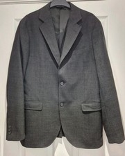 Muji Dark Charcoal Grey Men's 50%woolblend Smart Blazer Uk Large Nwt