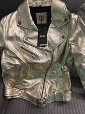 Hugo Boss Ladies Gold Leather Jacket Size 10