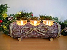 Rustic Log Tealight Candle