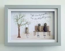 Personalised Pebble Wall Art Framed Picture Gift Wedding Baby Home Christening
