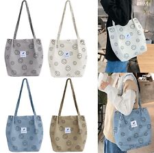 Ladies Canvas Corduroy Tote Bags Handbag Women Travel Messenger Shoulder Bag UK