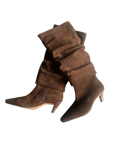 Dune brown suede slouchy knee - suede,