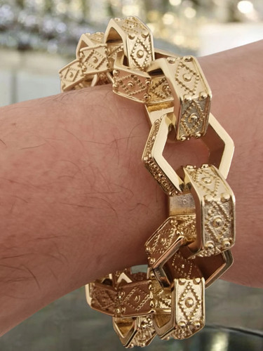 18mm gold plated hexagon - gold,