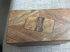 ANTIQUE MARQUETRY PLAYING CARD BOX, EXCELLENT CONDITION