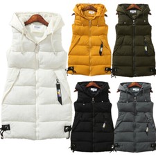 Women Winter Zip Up Vest Jacket Body Warmer Padded Quilted Lady Gilet Waistcoat
