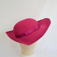 Jacques Vert Hot Pink Wide Brim Vintage Hat for Weddings 1990's 80's Style