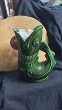 Green Ceramic Glug Jug Fish