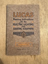 Lucas Electric Lighting Lights Starting Equipment Humber Car Instruction Manual