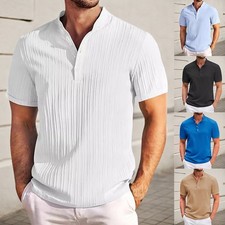 Mens Henley T-Shirt Button Up