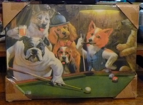Art wall dogs playing pool - wall,