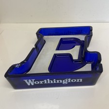 Worthington “E” Blue Glass Vintage Pub Ash Tray 