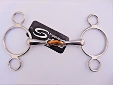 CONTINENTAL 3 RING SNAFFLE COPPER LOZENGE HORSE DUTCH BIT 2 GAG