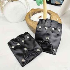 Women's Rivet Half Finger Punk Gloves Half Finger Gloves Exposed Finger