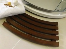 Curved Shaped Solid Beech Wooden Duck Board Bathroom Shower Mat - Walnut Finish
