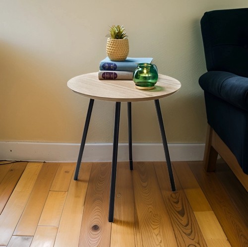 Contemporary round wooden - round, side
