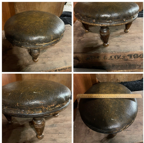 Vintage round brown leather - vintage,