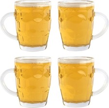 Glass Beer Tankards Dimpled Ale Cider Mug Pint Glasses Old Fashioned - Set of 4